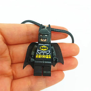 Toy Figure Pendant Necklace Hero Bat Captain Man Figure Charm Necklace For Kids