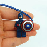 Toy Figure Pendant Necklace Hero Bat Captain Man Figure Charm Necklace For Kids
