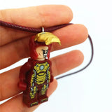 Toy Figure Pendant Necklace Hero Bat Captain Man Figure Charm Necklace For Kids