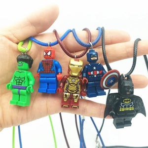 Toy Figure Pendant Necklace Hero Bat Captain Man Figure Charm Necklace For Kids