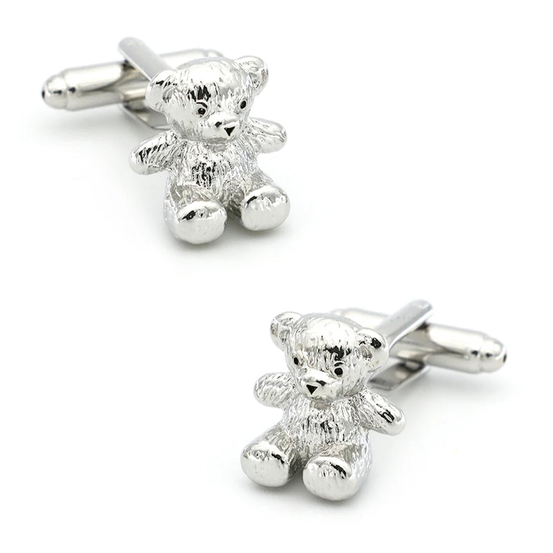 Teddy Bear Brass Silver Cufflinks Wholesale