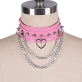 Gothic Punk Choker Chain Collar Leather Necklace