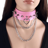 Gothic Punk Choker Chain Collar Leather Necklace