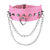 Gothic Punk Choker Chain Collar Leather Necklace