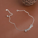 Chinese Character 925 Silver Money Bell Anklet for Women