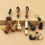 Good Luck Gourd Keychain Ebony Wood Wishful Pendant