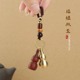 Good Luck Gourd Keychain Ebony Wood Wishful Pendant