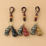 Good Luck Gourd Keychain Ebony Wood Wishful Pendant
