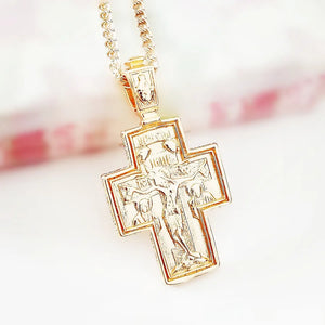 Traditional Orthodox 585 Rose Gold Greek Charm Pendant Necklace
