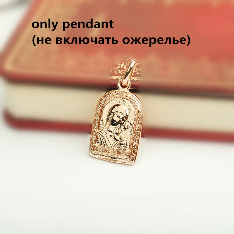 Traditional Church 585 Rose Jewelry Orthodox Crucifix Men Women Necklace