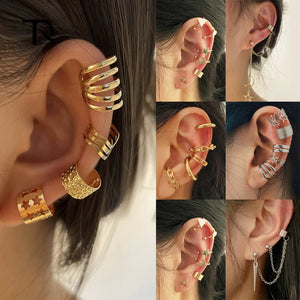 Moon False Piercing Ear Cuffs Punk Earrings Set Ear Clip Jewelry