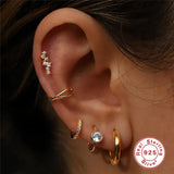 Tragus Earring Labret Stud 925 Sterling Silver Cubic Zirconia Ear Stud