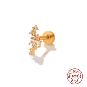 Tragus Earring Labret Stud 925 Sterling Silver Cubic Zirconia Ear Stud