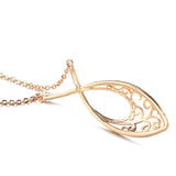 Rose Gold Hollow Zircon Necklace with Big Pendant for Women