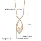 Rose Gold Hollow Zircon Necklace with Big Pendant for Women