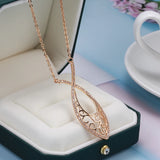 Rose Gold Hollow Zircon Necklace with Big Pendant for Women