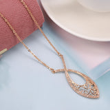 Rose Gold Hollow Zircon Necklace with Big Pendant for Women