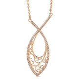 Rose Gold Hollow Zircon Necklace with Big Pendant for Women