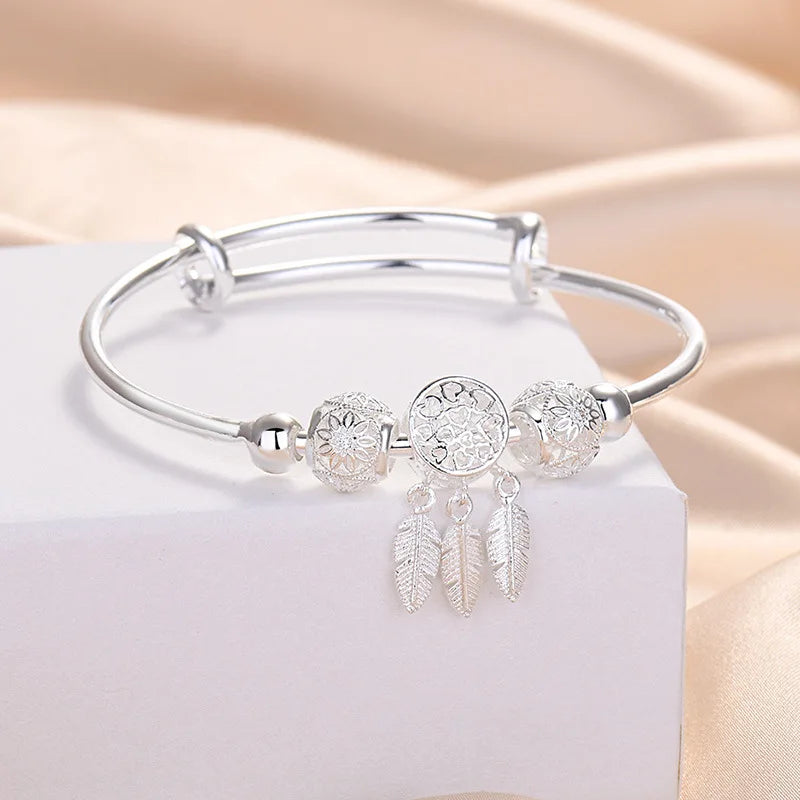 Cherry Blossom Love Bracelet 925 Silver Japanese Jewelry Gift