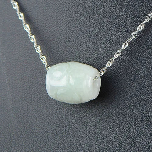 Beads Necklace Clavicle Chain Natural Burma Jade Pendant