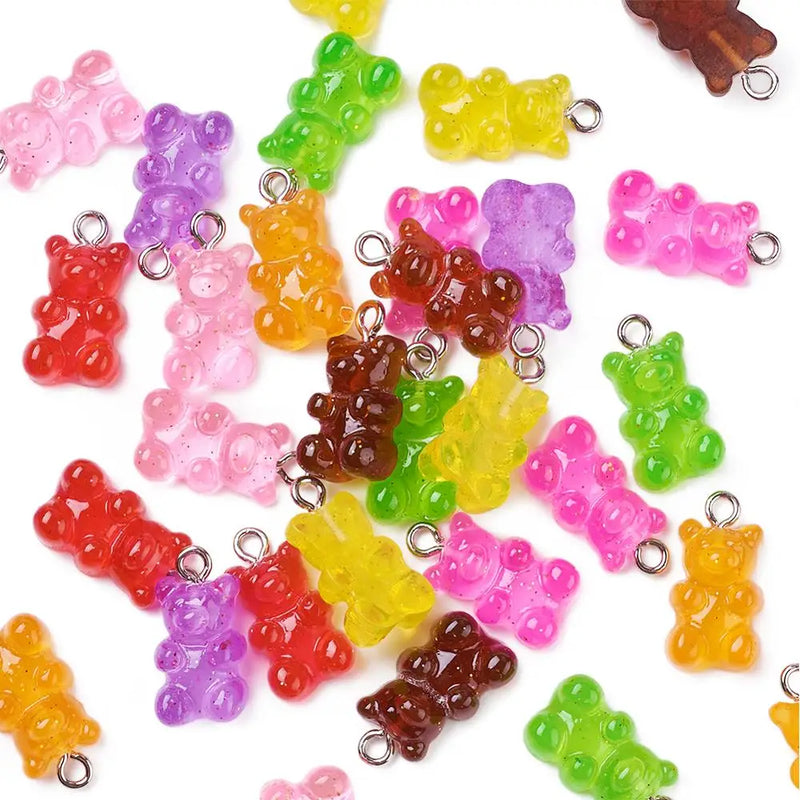 Translucent Resin Pendants Bear Mixed 32pcs