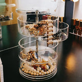 360 Rotating Dustproof Jewelry Box Multilayer Earring Ring Organizer