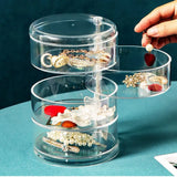 360 Rotating Dustproof Jewelry Box Multilayer Earring Ring Organizer