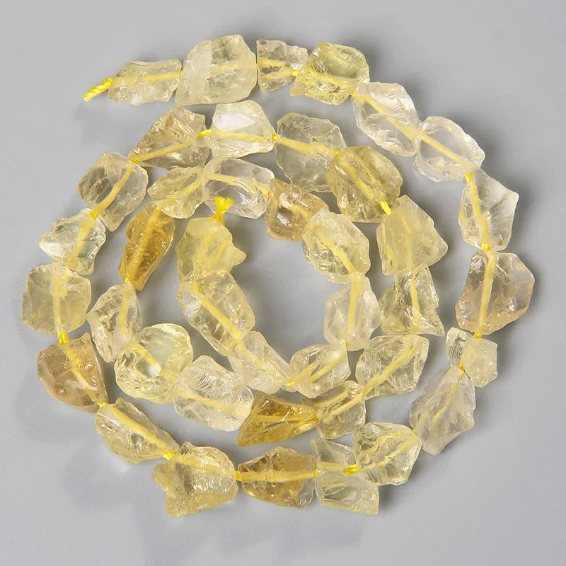 Natural Yellow Citrines Quartz Beads Raw Minerals Crystal Nugget Bead