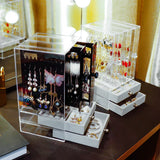 Transparent Acrylic Jewelry Box Organizer Earring Necklace Storage Case