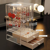 Transparent Acrylic Jewelry Box Organizer Earring Necklace Storage Case