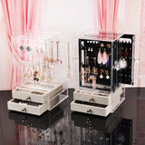 Transparent Acrylic Jewelry Box Organizer Earring Necklace Storage Case