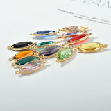 Crystal Horse Eye Double Hanging Pendant DIY 6pcs
