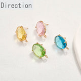 Large Oval Cut Crystal Gold-plated Ear Pin Diy Jewelry