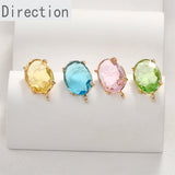Large Oval Cut Crystal Gold-plated Ear Pin Diy Jewelry