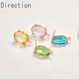 Large Oval Cut Crystal Gold-plated Ear Pin Diy Jewelry