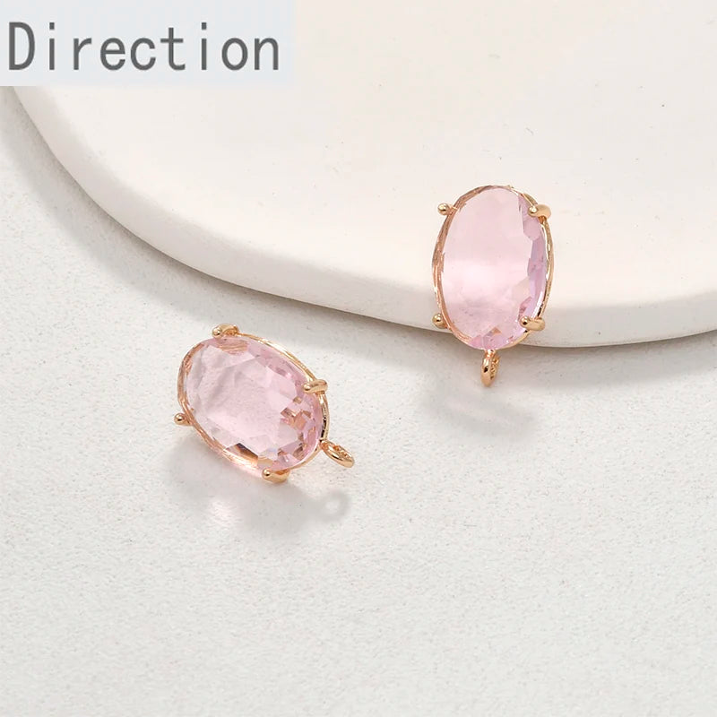 Large Oval Cut Crystal Gold-plated Ear Pin Diy Jewelry