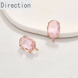 Large Oval Cut Crystal Gold-plated Ear Pin Diy Jewelry