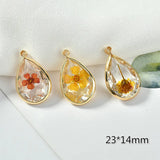 Transparent Dried Flower Resin Copper Edge Drop Pendant DIY Earrings