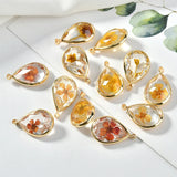 Transparent Dried Flower Resin Copper Edge Drop Pendant DIY Earrings