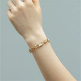 Glass Brass Chain Bracelet 18K Plated Women Jewelry Romantic Gift