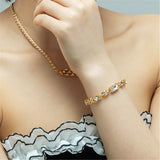 Glass Brass Chain Bracelet 18K Plated Women Jewelry Romantic Gift