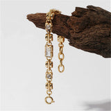 Glass Brass Chain Bracelet 18K Plated Women Jewelry Romantic Gift