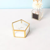 Glass Jewelry Box Wedding Ring Holder Geometric Clear Organizer