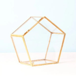 Glass Jewelry Box Wedding Ring Holder Geometric Clear Organizer