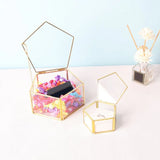 Glass Jewelry Box Wedding Ring Holder Geometric Clear Organizer