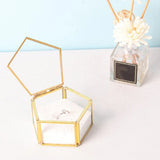 Glass Jewelry Box Wedding Ring Holder Geometric Clear Organizer
