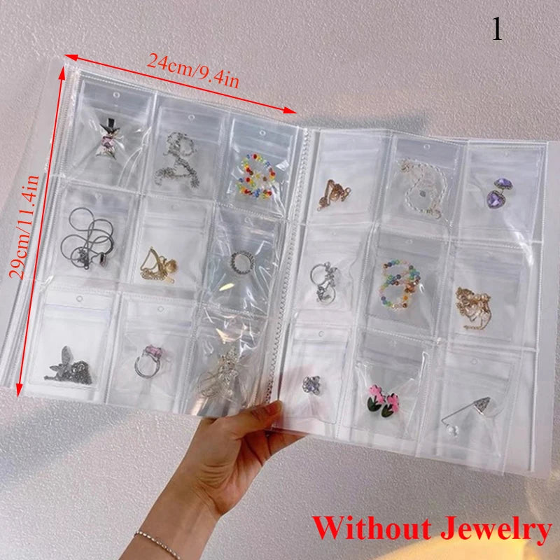 Transparent Jewelry Storage Book Earrings Necklace Rings Holder