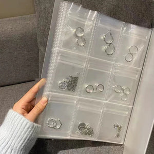 Transparent Jewelry Storage Book Earrings Necklace Rings Holder