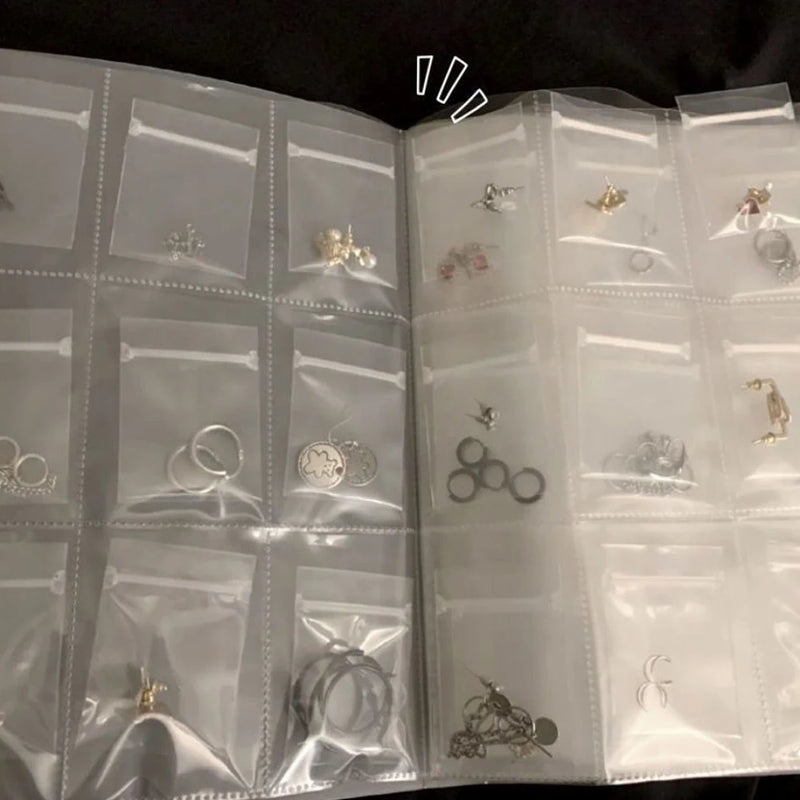 Clear Plastic Jewelry Storage Book with 50pcs Sealing Bags