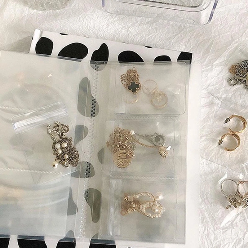 Transparent Jewelry Storage Book with 50 Sealing Bags